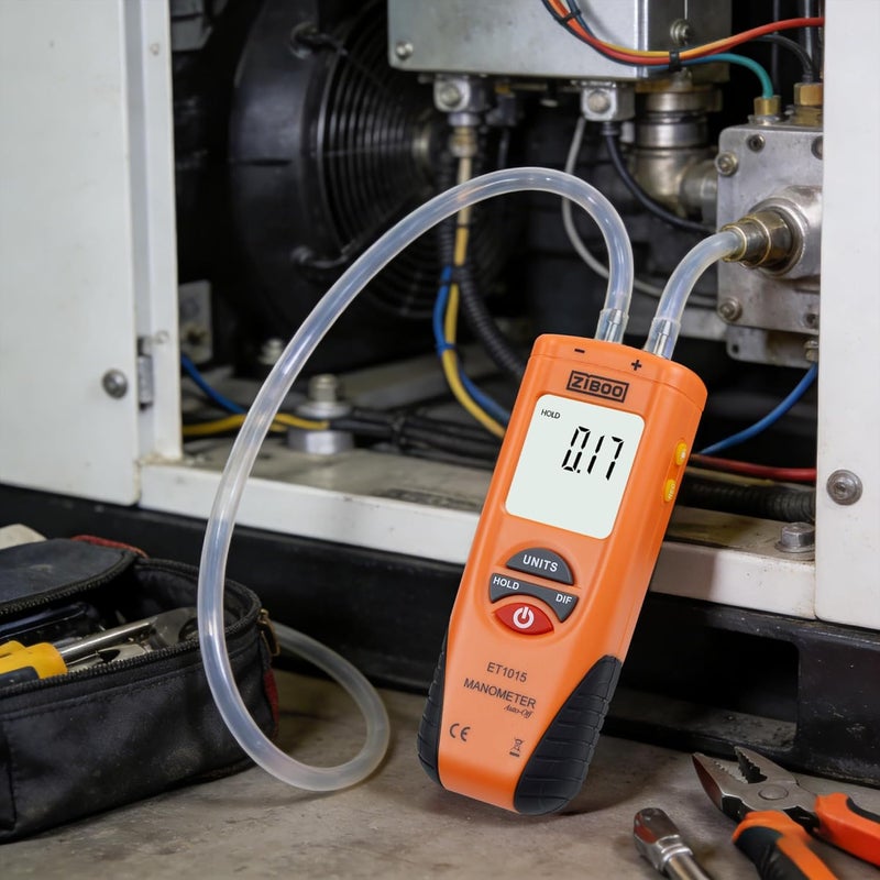 ZIBOO ET1015 Digital Manometer, Dual Port Differential Pressure Gauge, ±100 PSI Air and Differential Dual Port Pressure Gauge, Large LCD Display with Backlight,HVAC Gas Pressure Tester - Image 4